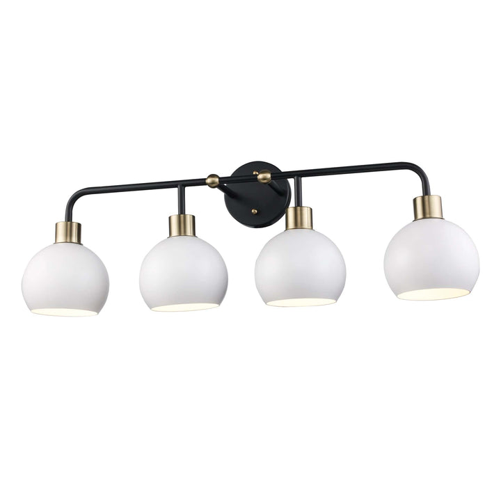 Trans Globe 4-Light Indigo Vanity Bar Metal Shades - Black/Antique Gold White