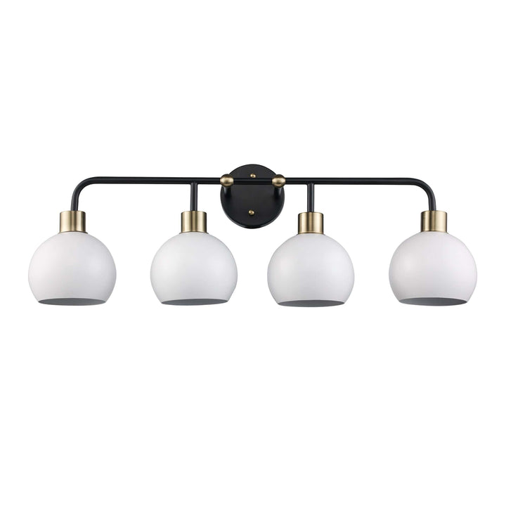 Trans Globe 4-Light Indigo Vanity Bar Metal Shades - Black/Antique Gold White