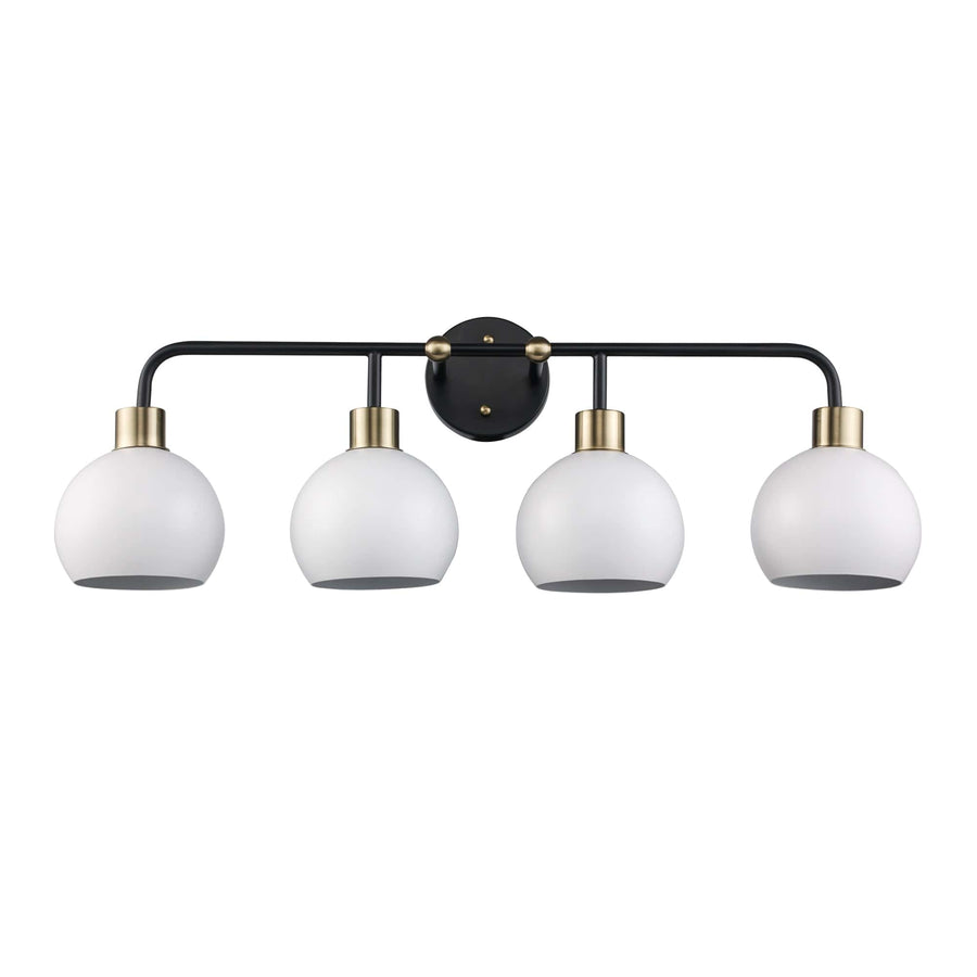 Trans Globe 4-Light Indigo Vanity Bar Metal Shades - Black/Antique Gold White