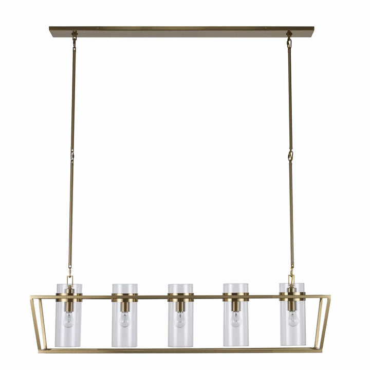 4-light antique gold pendant chandelier with glass shades for dining room or kitchen island