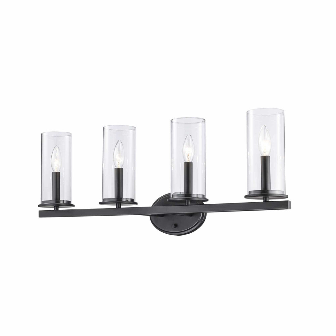 Trans Globe 4-Light Shaded Vanity Bar Candle Clear Glass - Black