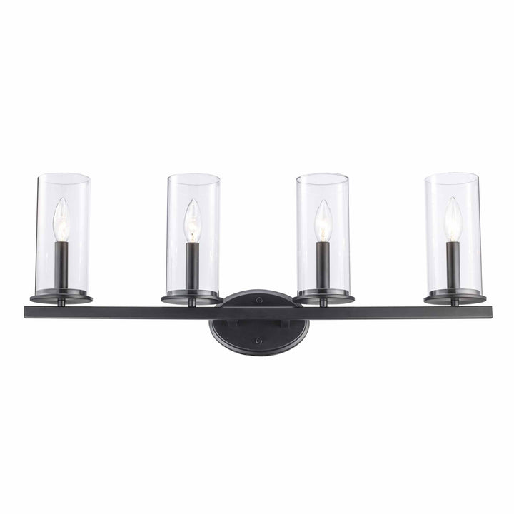 Trans Globe 4-Light Shaded Vanity Bar Candle Clear Glass - Black