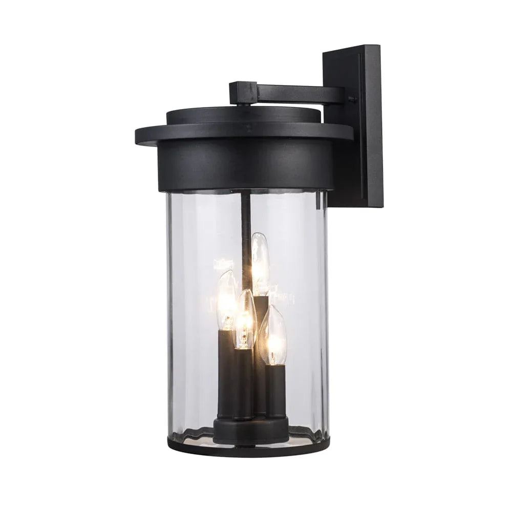 Trans Globe 4 Lt Out Wall Clear Fulted- Black