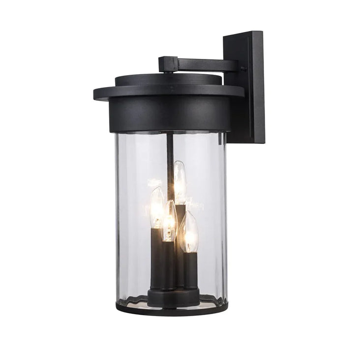 Trans Globe 4 Lt Out Wall Clear Fulted- Black