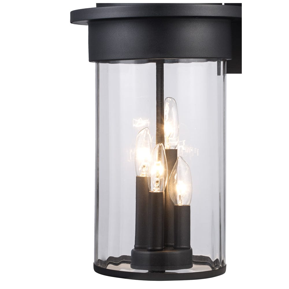 Trans Globe 4 Lt Out Wall Clear Fulted- Black