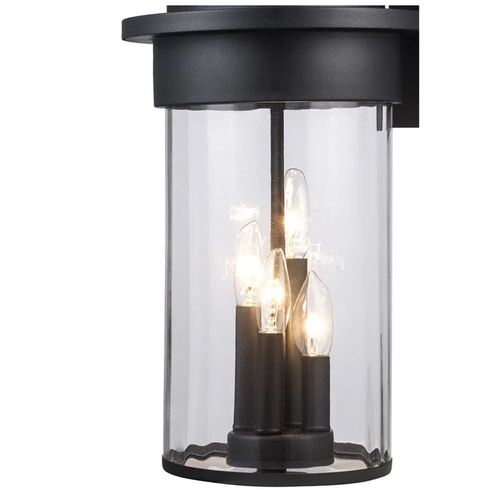 Trans Globe 4 Lt Out Wall Clear Fulted- Black