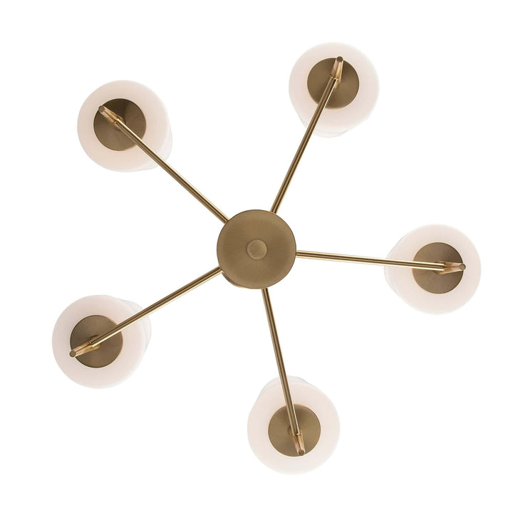 5-light chandelier with antique gold tapered stem, suitable for modern living room lighting