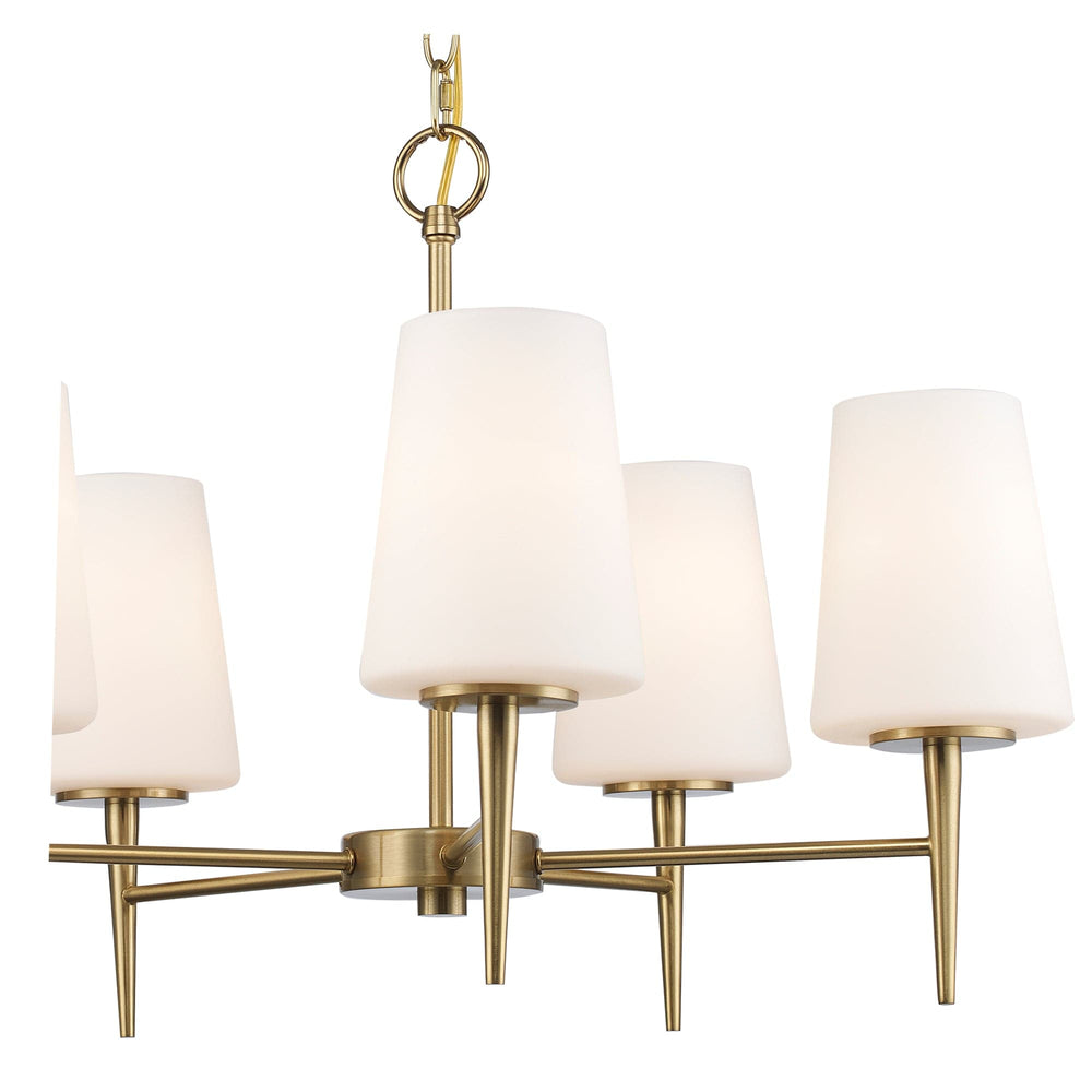 Trans Globe 5 - Light Chandelier Tapered Stem - Antique Gold