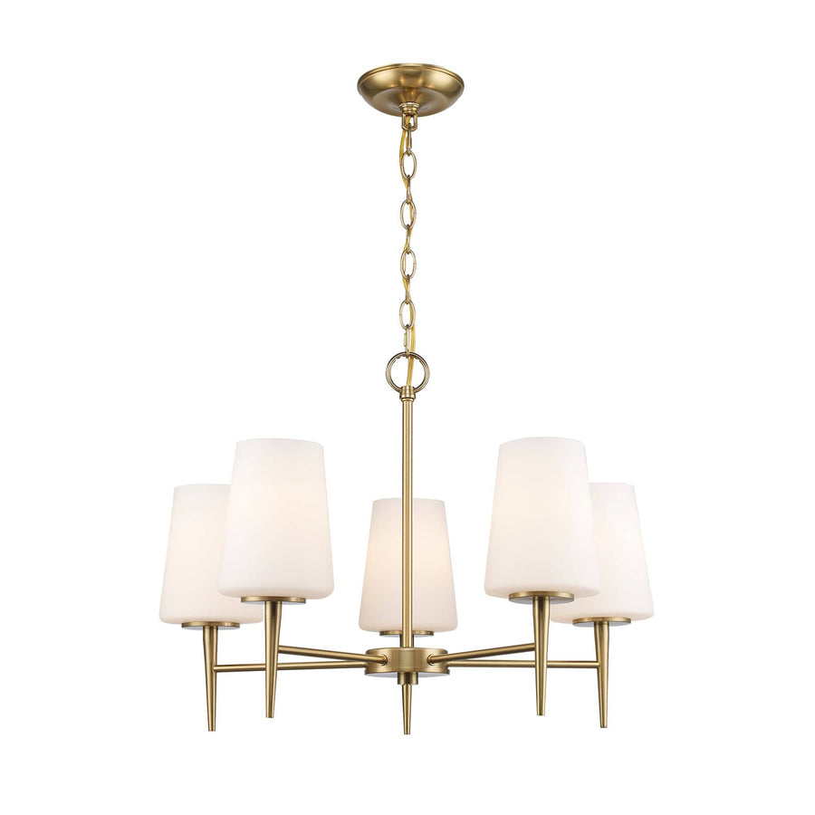 Trans Globe 5 - Light Chandelier Tapered Stem - Antique Gold
