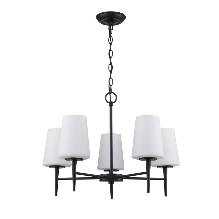 Trans Globe 5 - Light Chandelier Tapered Stem -  Black