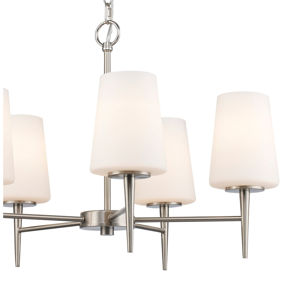 Trans Globe 5 - Light Chandelier Tapered Stem - Brushed Nickel