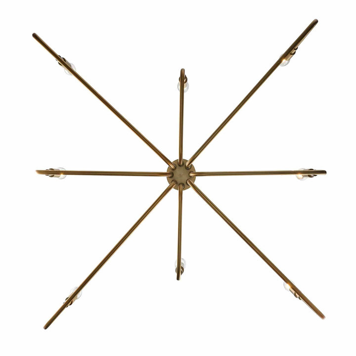 Classic chandelier with five candle-style arms in antique gold for modern living room lighting