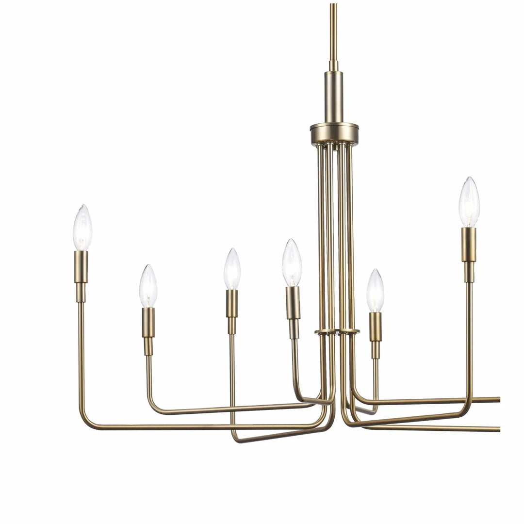 Modern 5-light gold chandelier with candle-style bulbs for living room or dining room lighting