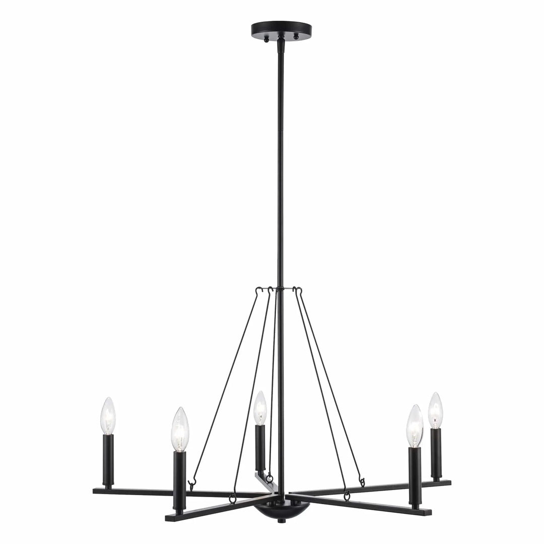 Modern 5-light black candelabra chandelier for dining room or foyer decorative ceiling lighting
