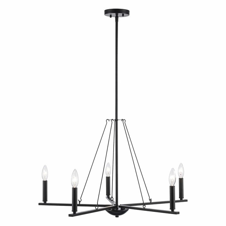 Modern 5-light black candelabra chandelier for dining room or foyer decorative ceiling lighting