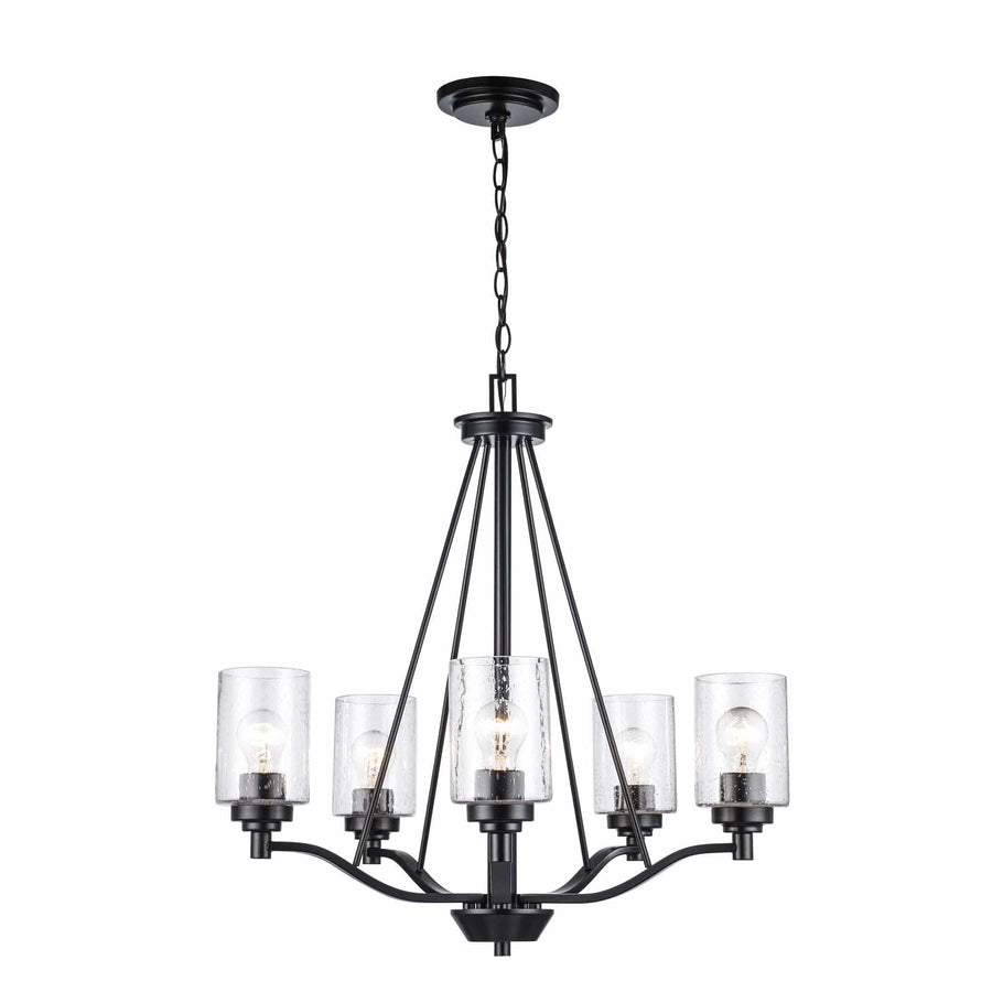 Trans Globe 5-Light Single Tier Glass Double Disk - Black