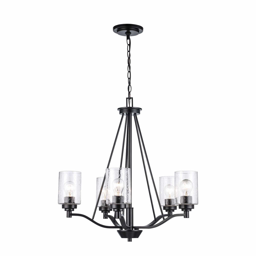 Trans Globe 5-Light Single Tier Glass Double Disk - Black