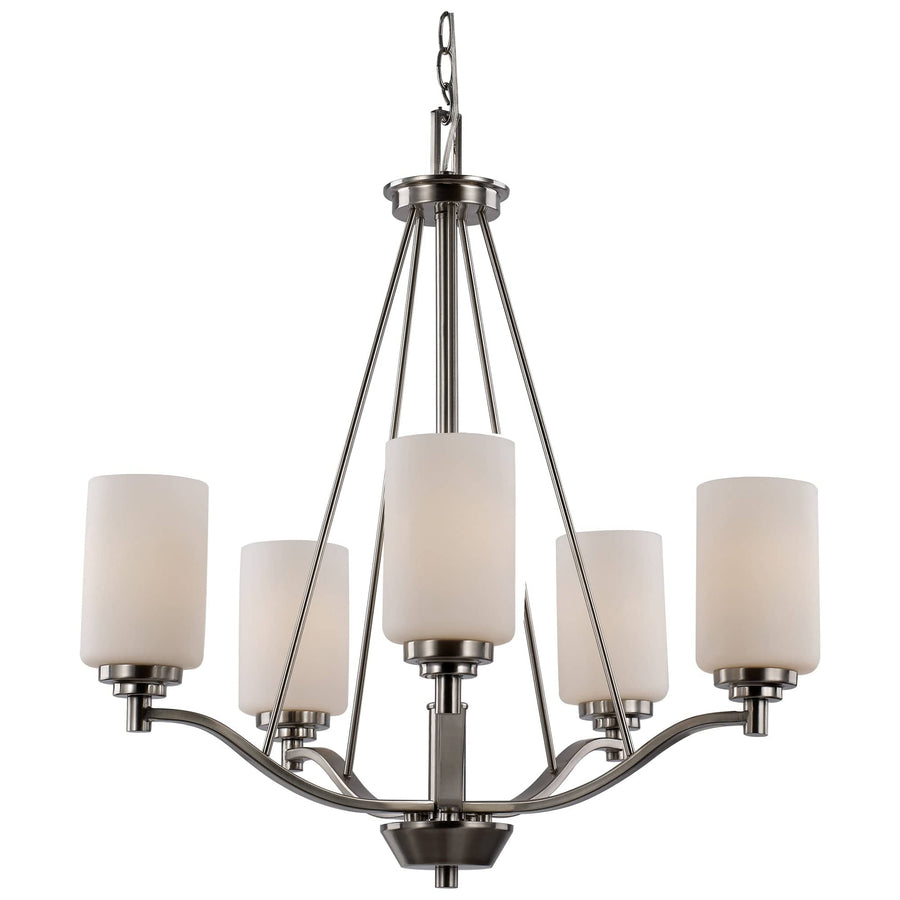 Trans Globe 5-Light Single Tier Glass Shaded Double Disk - Brushed Nickel