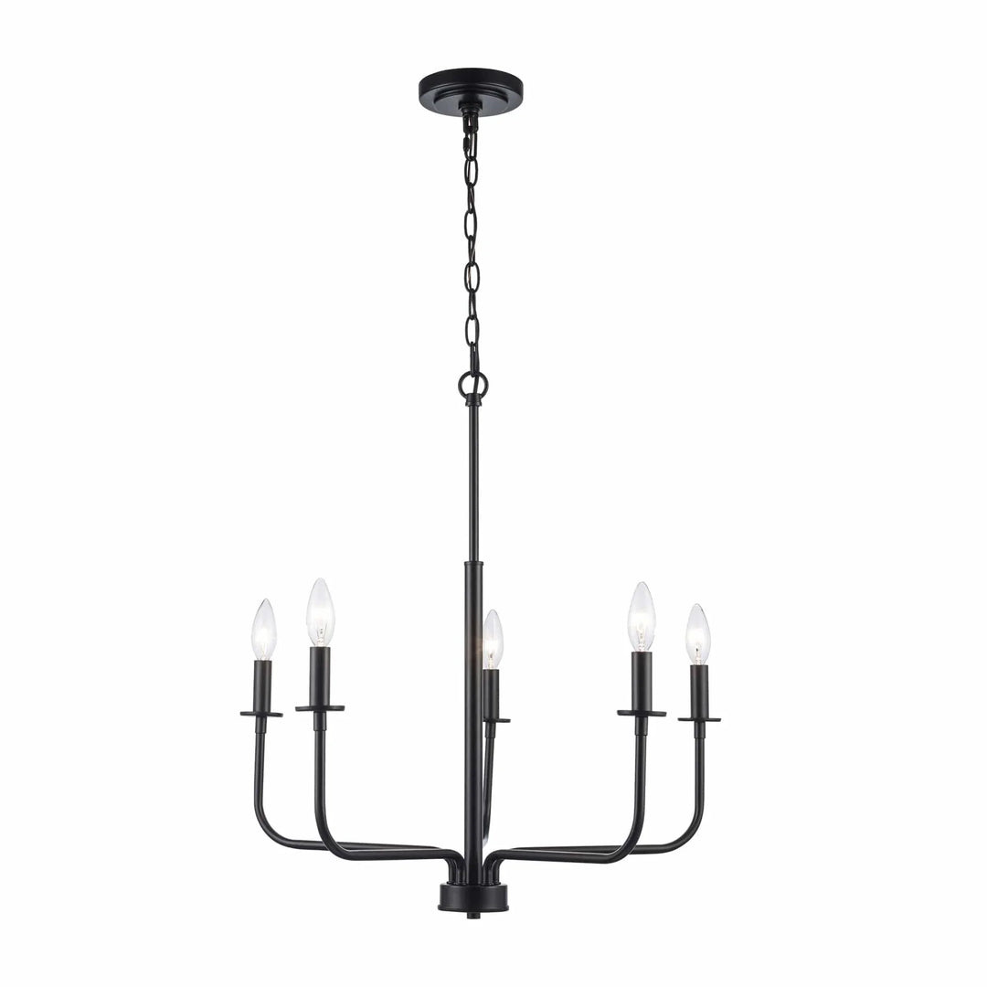 5-light black candelabra chandelier for dining room or entryway ambient LED lighting