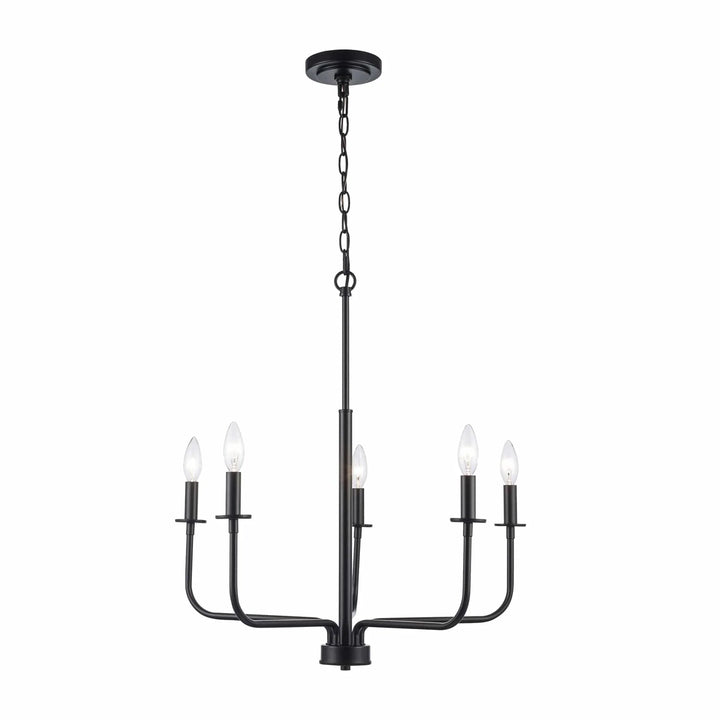 5-light black candelabra chandelier for dining room or entryway ambient LED lighting