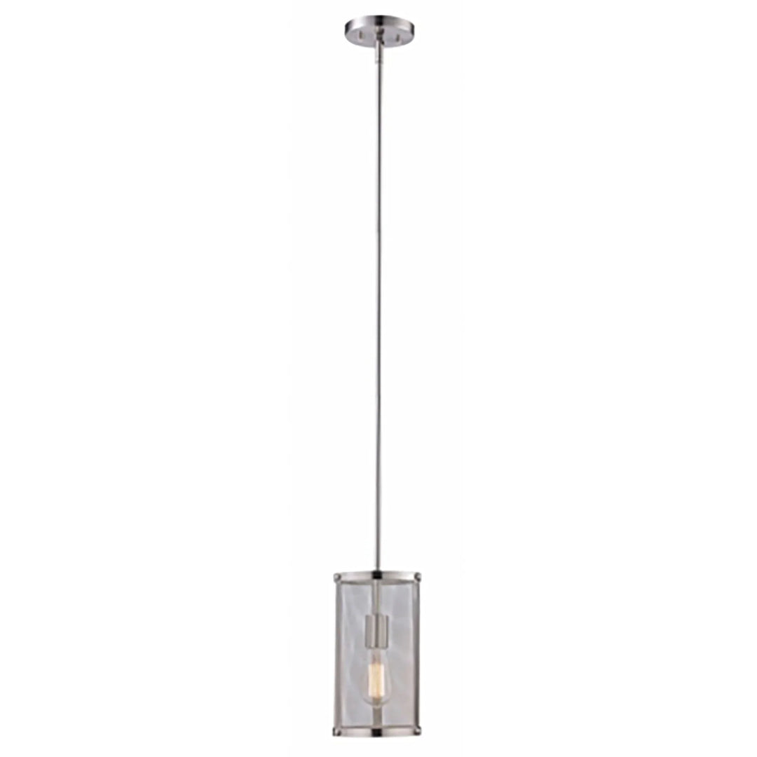 Mini mesh pendant light with brushed nickel finish and Edison bulb for modern kitchen or dining room lighting