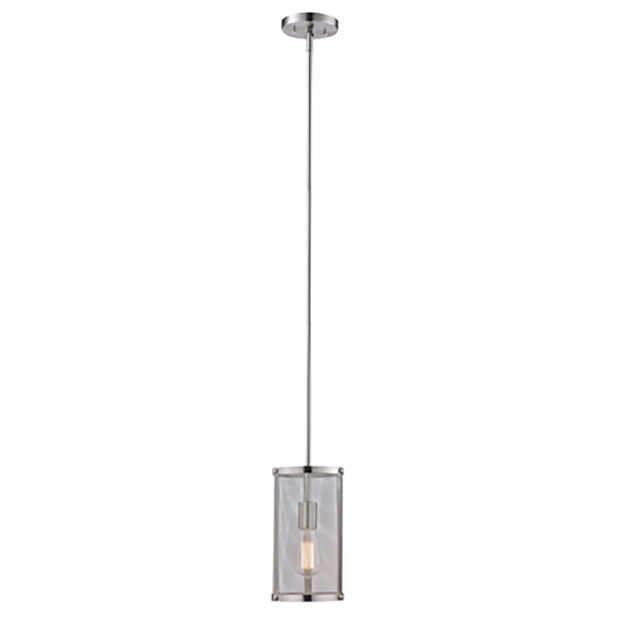 Mini mesh pendant light with brushed nickel finish and Edison bulb for modern kitchen or dining room lighting