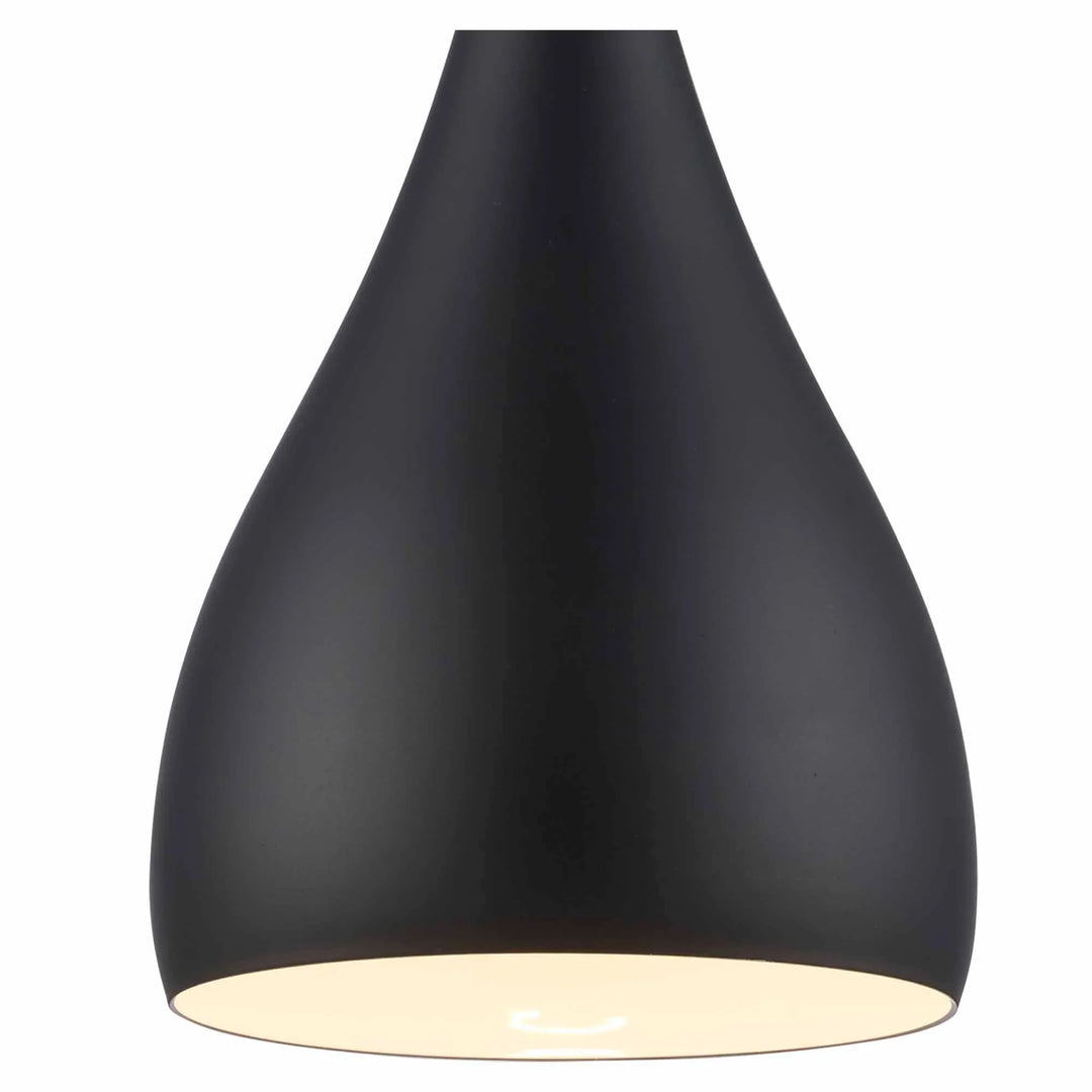 Black metal pendant light with smooth shade for modern kitchen or dining room lighting