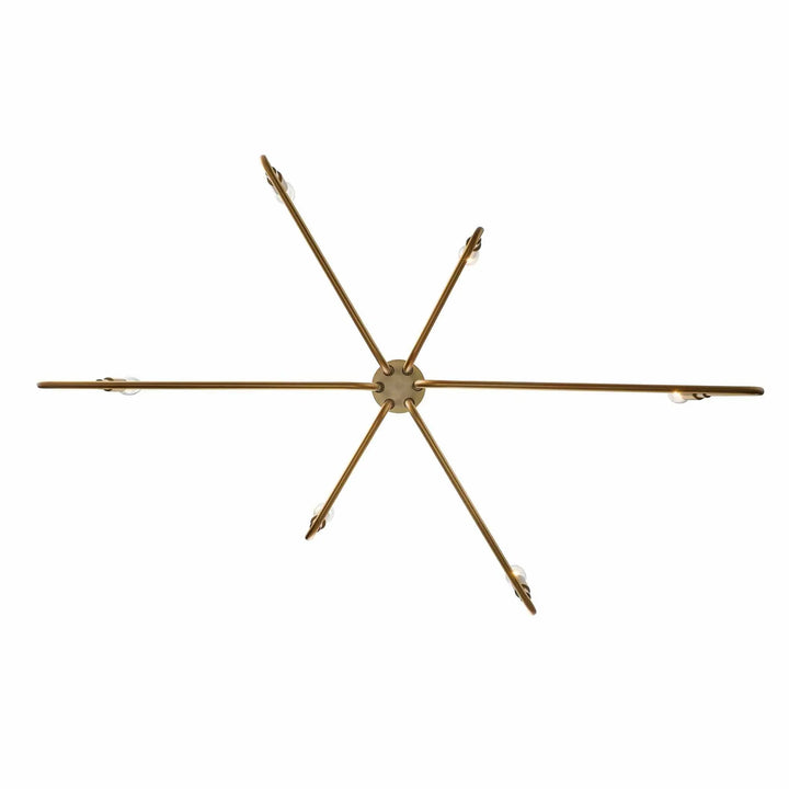 6-light modern gold chandelier with exposed bulbs for living room or dining room ceiling lighting