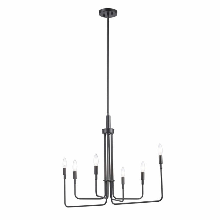 6-light modern black candle chandelier for dining room or entryway ceiling lighting