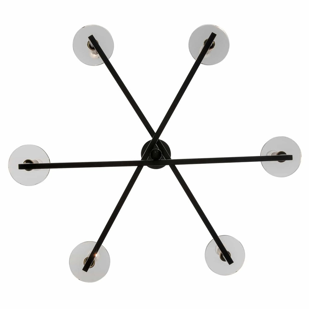 Modern 6-light candelabra chandelier with black and gold finish for dining room or foyer lighting