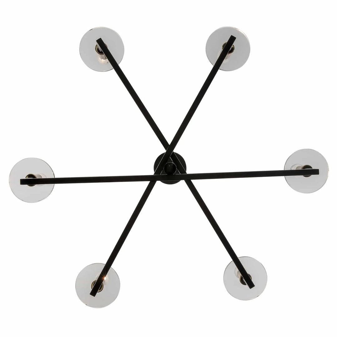 Modern 6-light candelabra chandelier with black and gold finish for dining room or foyer lighting
