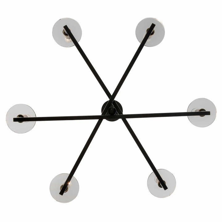 Modern 6-light candelabra chandelier with black and gold finish for dining room or foyer lighting