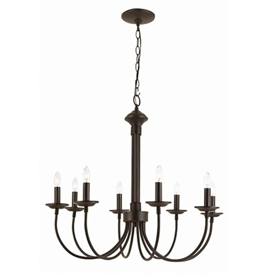 8-light candle chandelier in oil bronze finish for dining room or foyer ambient lighting