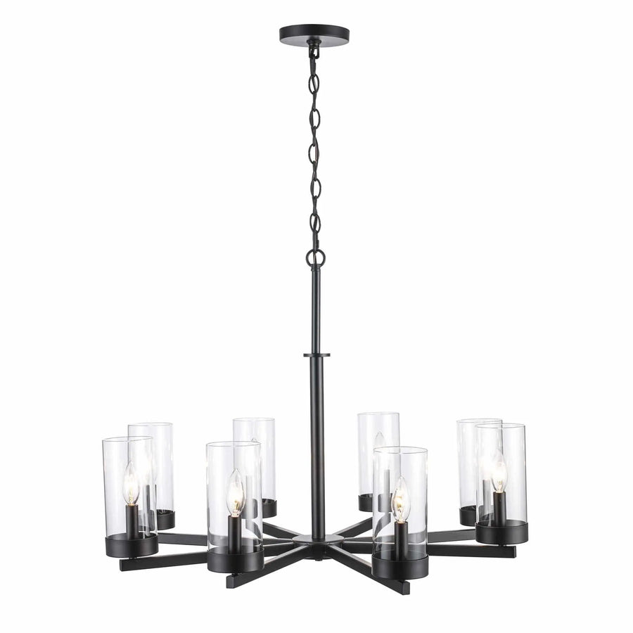 Trans Globe 8-Light Shaded Chandelier - Black