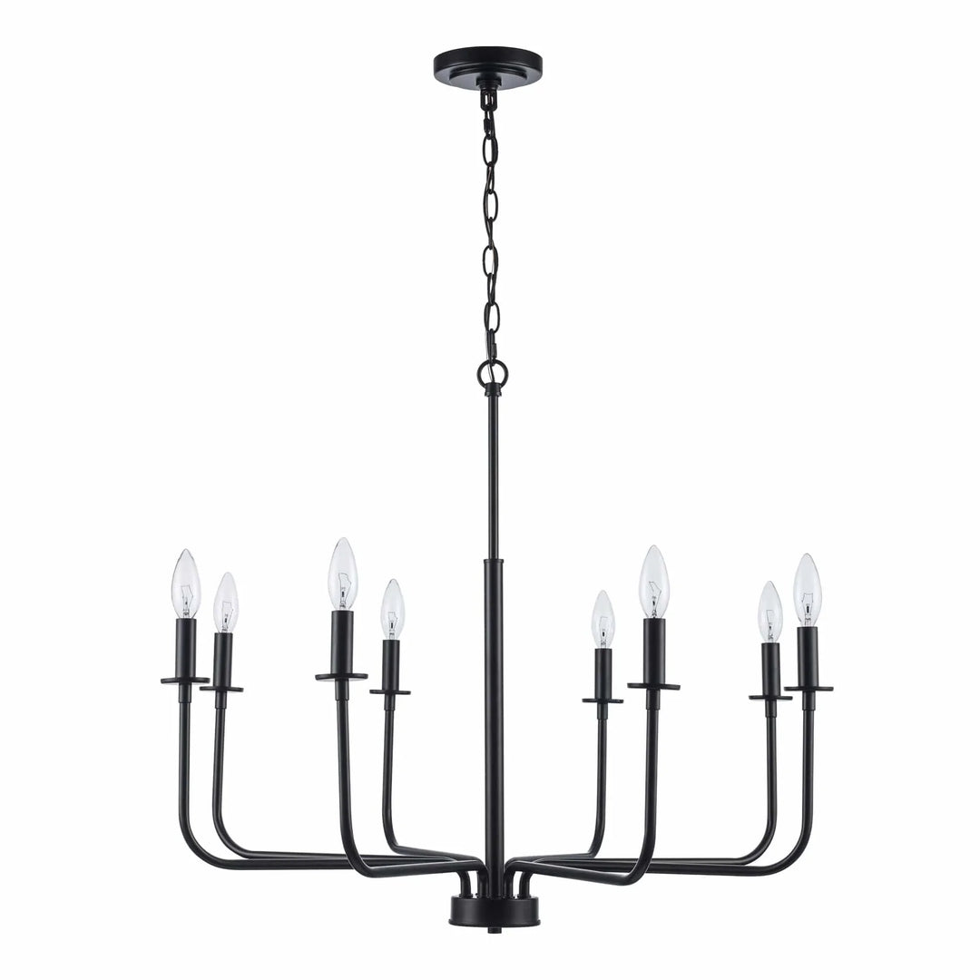 8-light black candelabra chandelier for dining room or foyer, modern suspended ceiling lighting
