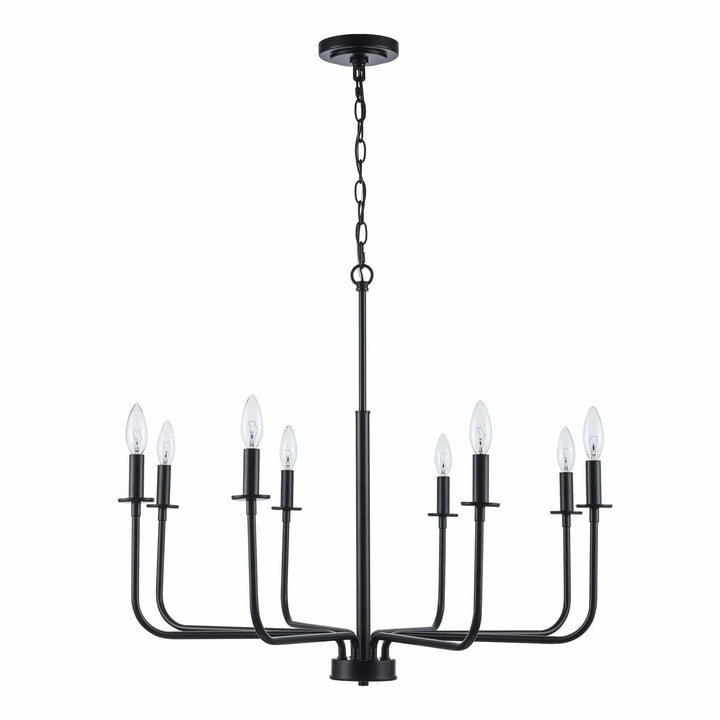 8-light black candelabra chandelier for dining room or foyer, modern suspended ceiling lighting