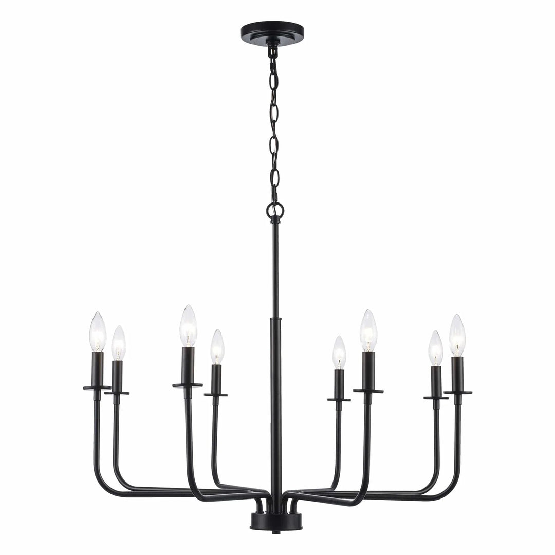 8-light black candelabra chandelier for dining room or entryway ceiling lighting