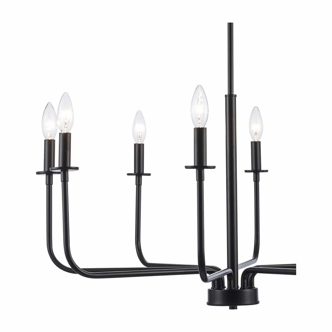8-light black candelabra chandelier for dining room or entryway ceiling lighting