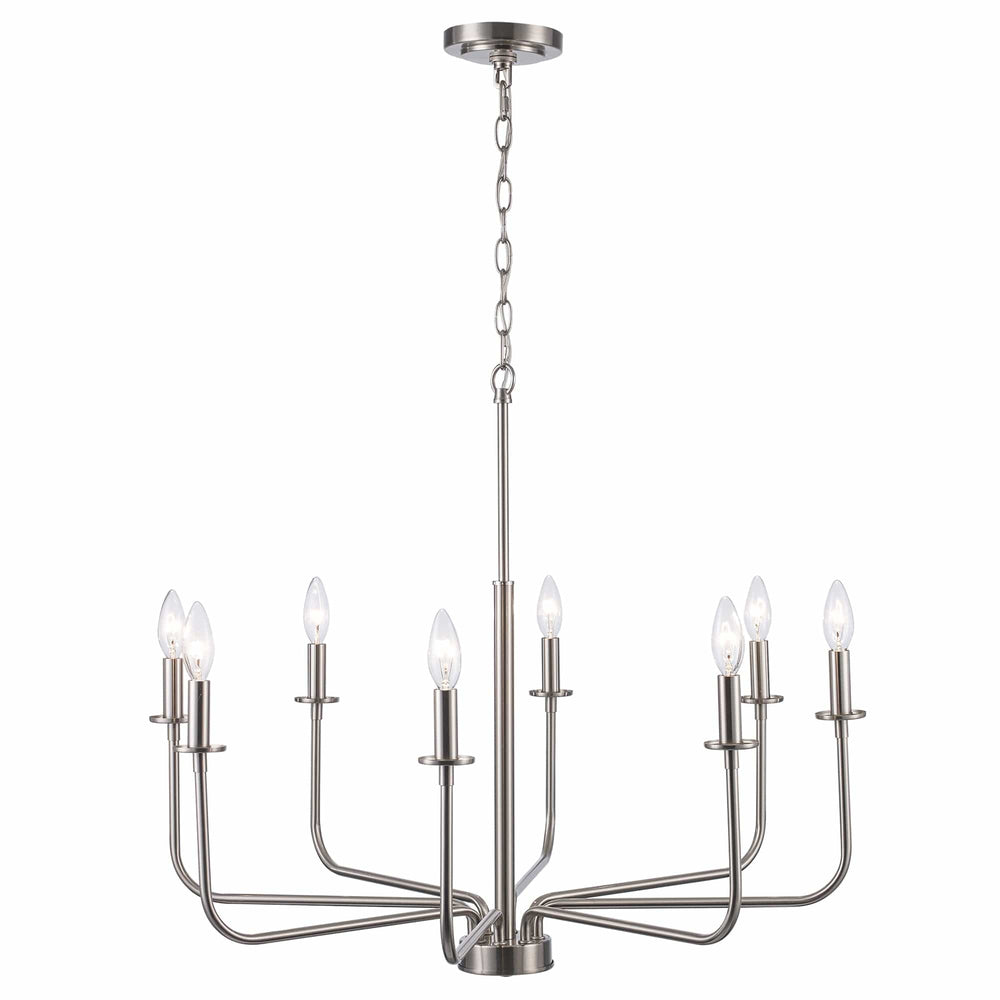 Trans Globe 8-Light Tennyson Candelabra Williamsburg - Brushed Nickel