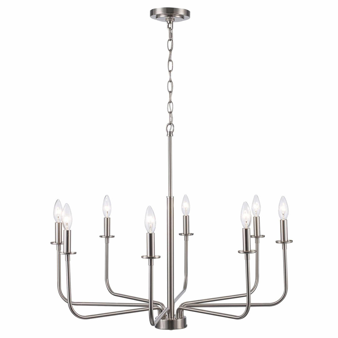 8-light brushed nickel chandelier for dining room or foyer modern pendant lighting