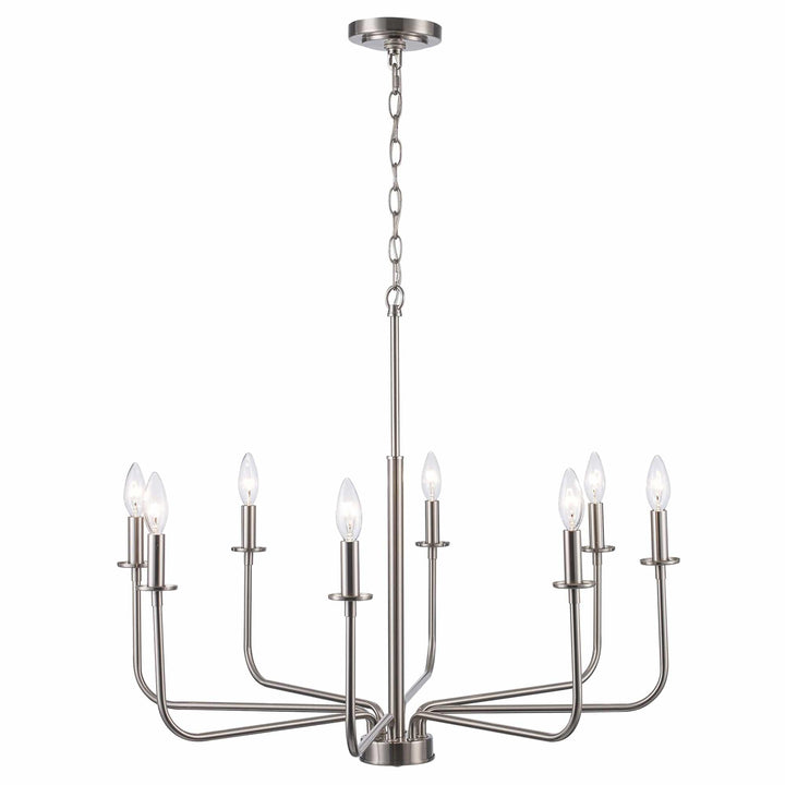 8-light brushed nickel chandelier for dining room or foyer modern pendant lighting
