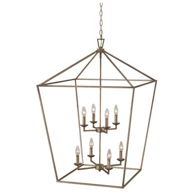 Trans Globe 8lt Style Bird Cage Chandelier - Antique Silver Leaf