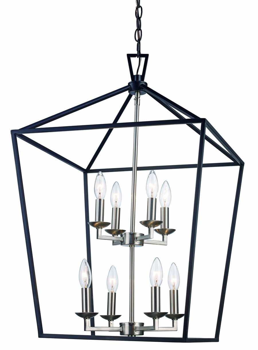 Trans Globe 8lt Style Bird Cage Chandelier - Black / Brushed Nickel