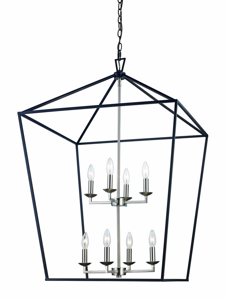 Trans Globe 8Lt Style Bird Cage Chandelier -Black / Brushed Nickel