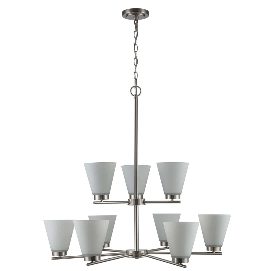 Trans Globe 9-Light, 2-Tier Chandelier - Brushed Nickel