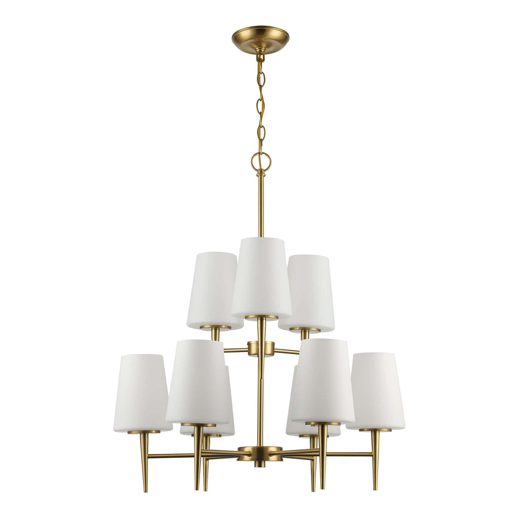 Trans Globe 9 - Light, 2 - Tier Trapered Stems -  Antique Gold
