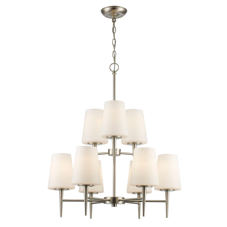 Trans Globe 9 - Light, 2 - Tier Trapered Stems - Brushed Nickel