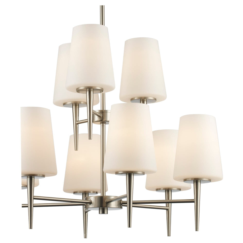 Trans Globe 9 - Light, 2 - Tier Trapered Stems - Brushed Nickel