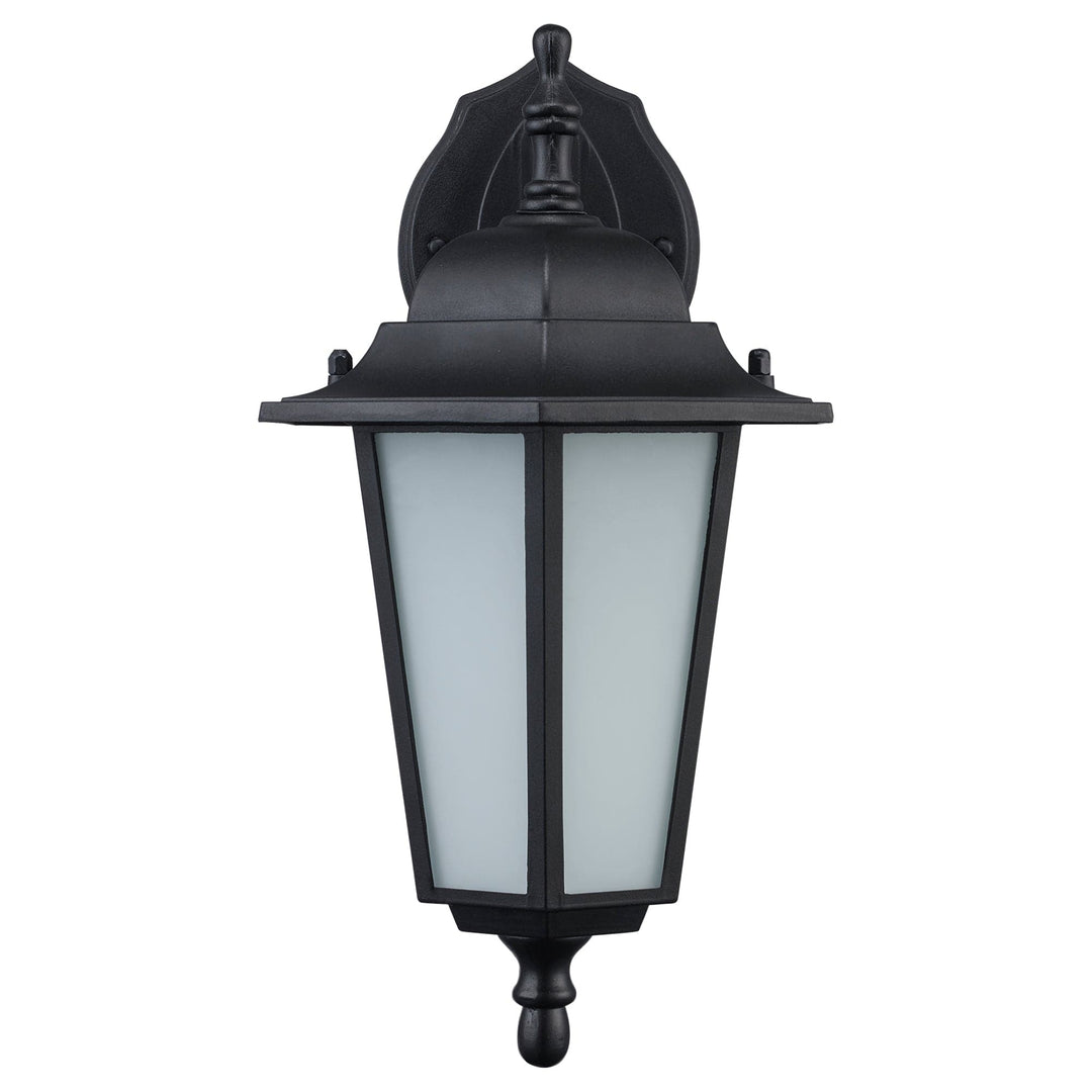Trans Globe Alexander Outdoor 1-Light Frosted Glass and Metal Coach Wall Lantern - Black / Frosted