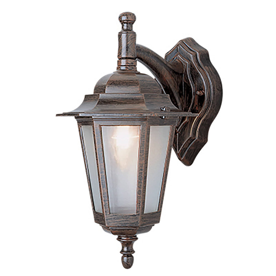 Trans Globe Alexander Outdoor 1-Light Frosted Glass and Metal Coach Wall Lantern - Rust